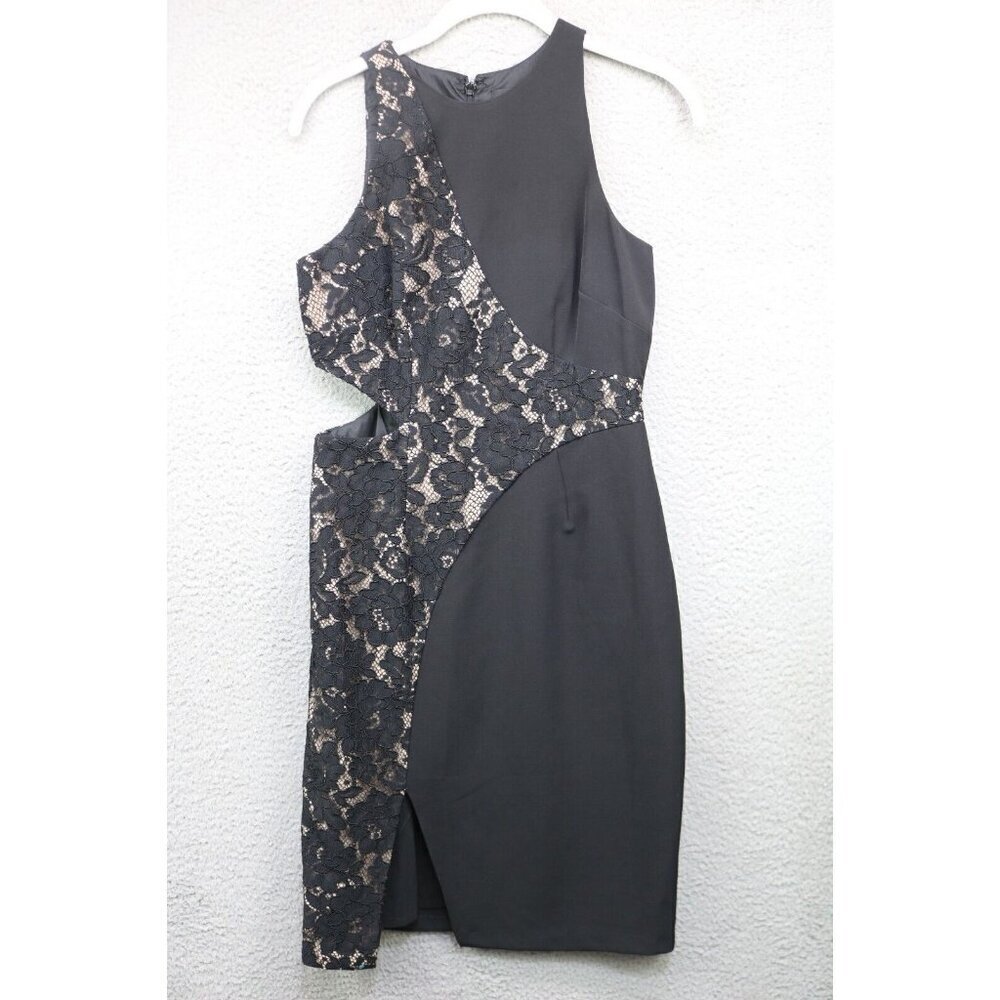 Aiden Mattox Black Lace Cut Out Midi Cocktail Dress-Size 4-Whimsigoth-Lined